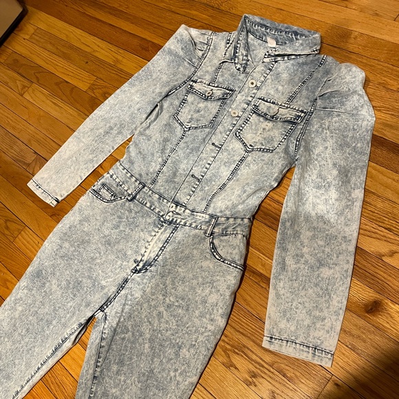 Jean Vintage y2k long sleeve Wide Flare Bootcut button western acid faded bleach - Picture 6 of 9